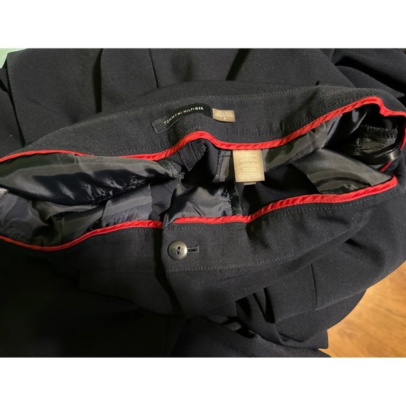 Tommy Hilfiger Baggy Navy Slacks with Red White & Blue Tie Belt Size 4 - Picture 16 of 16